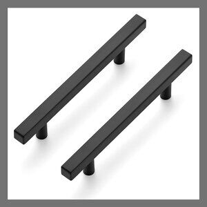 New,  Black Cabinet Handles 15 Pack 4-1/2 inch Matte Black Square Cabinet Pull